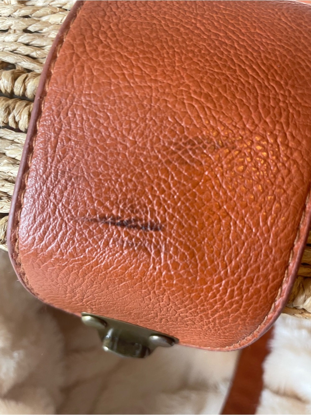 Woven Straw Crossbody Bag with Tan Leather Trim - Picture 8 of 8